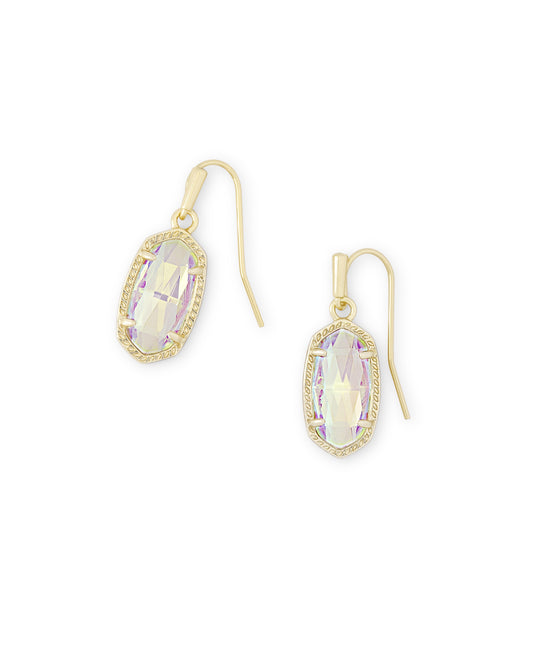 Lee Drop Earrings Gold Dichroic Glass