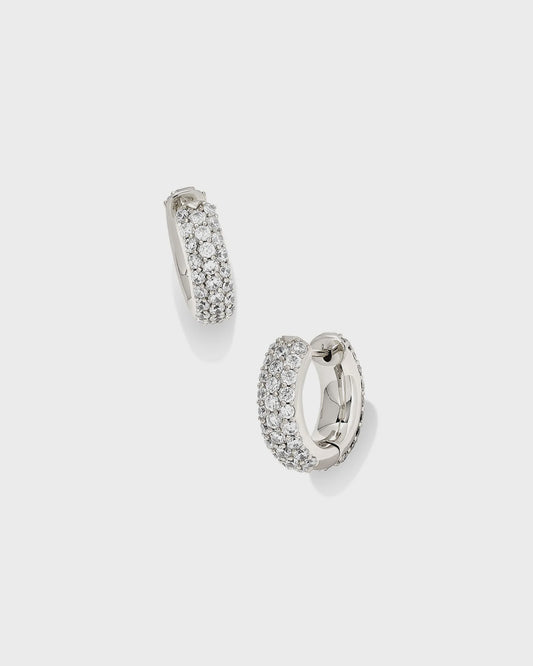 Mikki Pave Huggie Earrings Silver