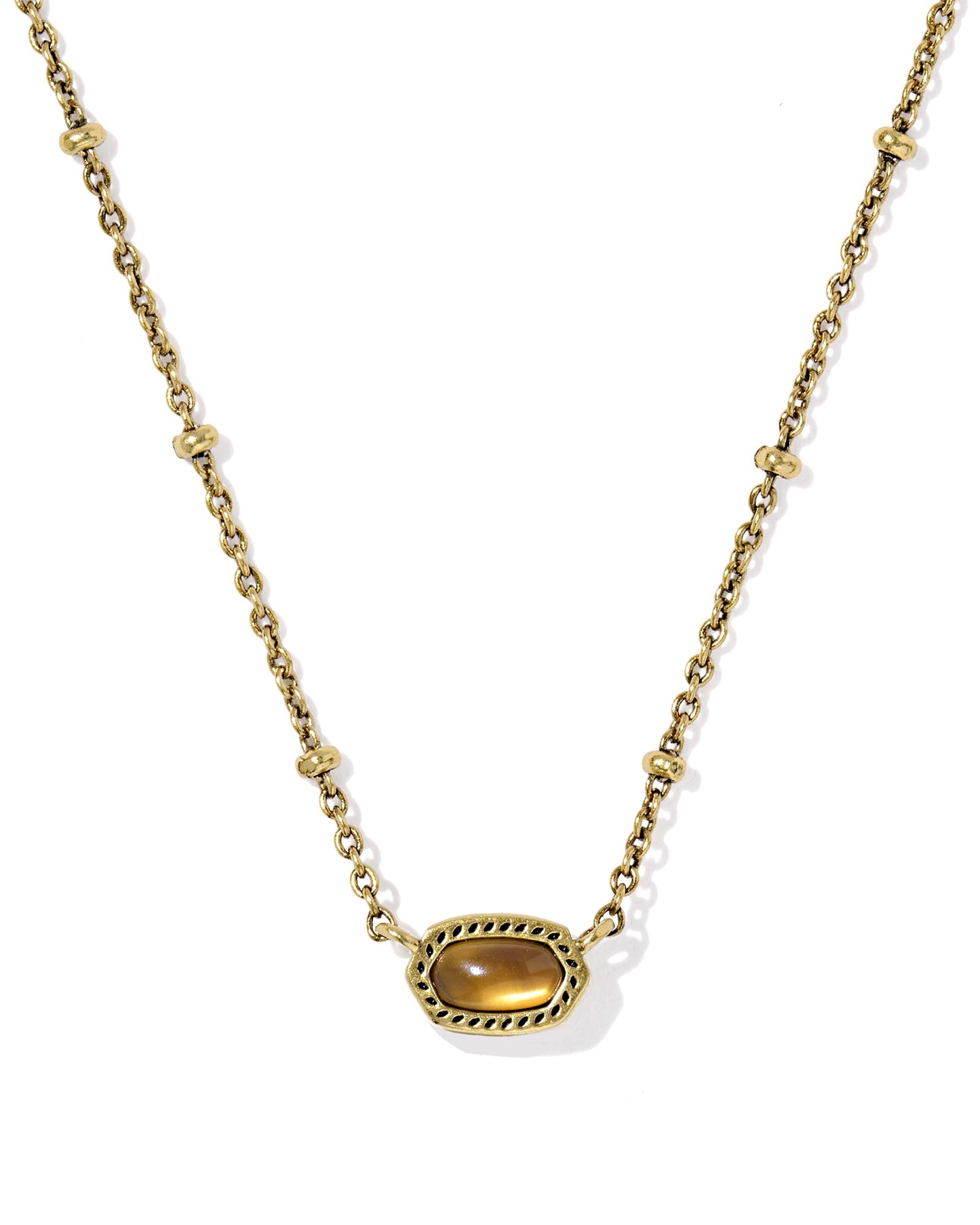 Mini Elisa Satellite Short Pendant Necklace Vintage Gold Marbled Amber Illusion