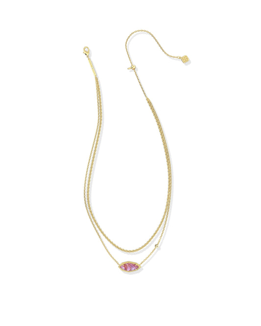 Ophelia Multi Strand Necklace Gold Light Mauve Illusion