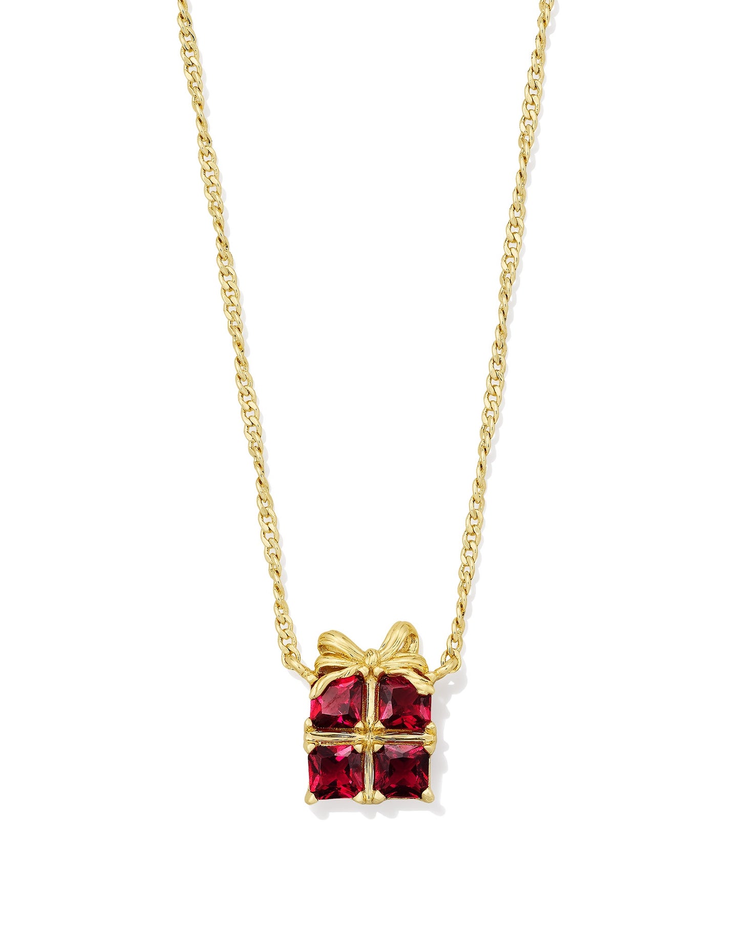 Present Short Pendant Necklace Gold Red Crystal