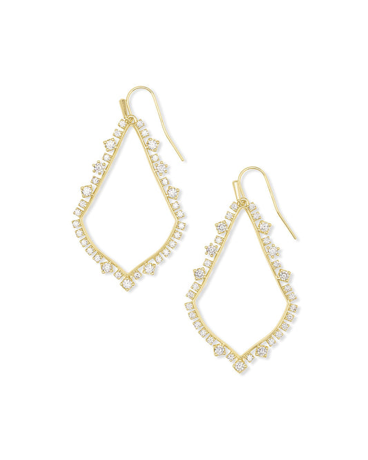 Sophee Crystal Drop Earrings Gold White CZ