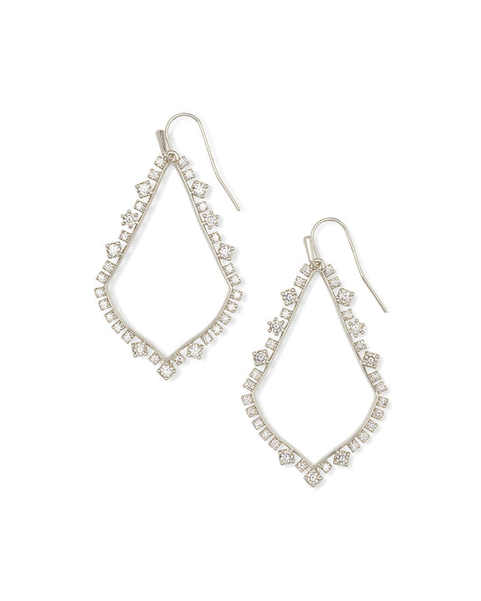 Sophee Crystal Drop Earrings Silver White CZ