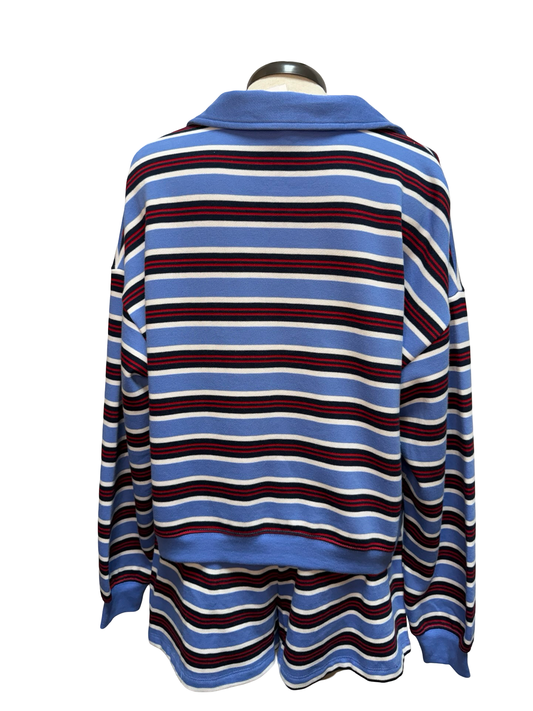 Low Key Stripe Fleece Henley