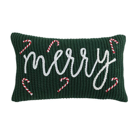 Green Christmas Chunky Knit Pillow