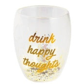 Happy Thoughts Confetti Wine Glass