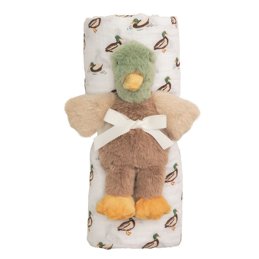 Mallard Swaddle & Rattle Set