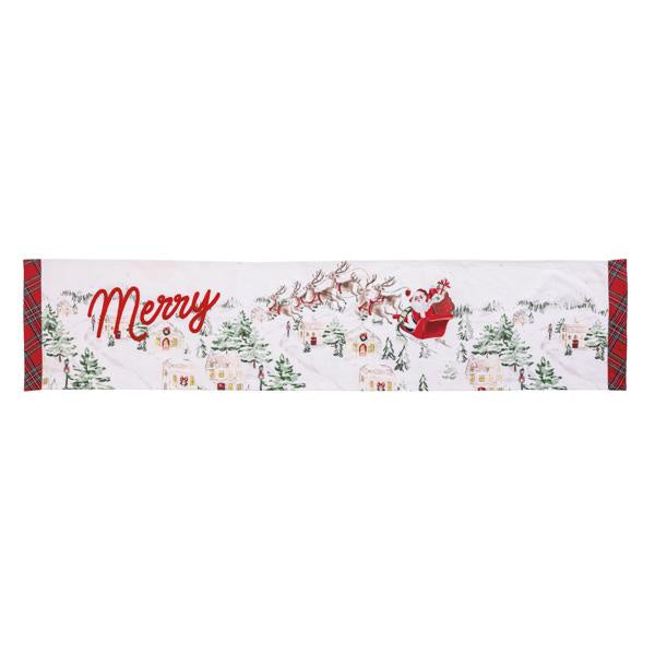 Vintage Santa Scene Table Runner