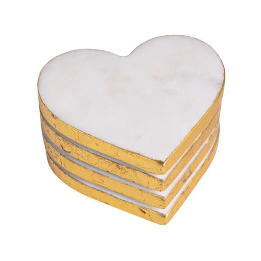 White Marble Heart Coaster