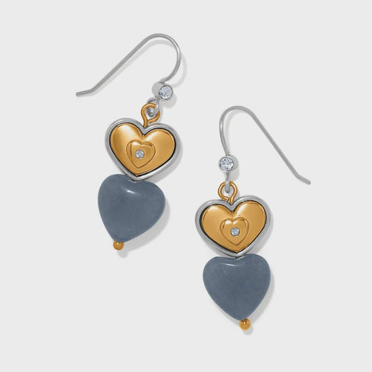 One Heart Duo Heart French Wire Earrings