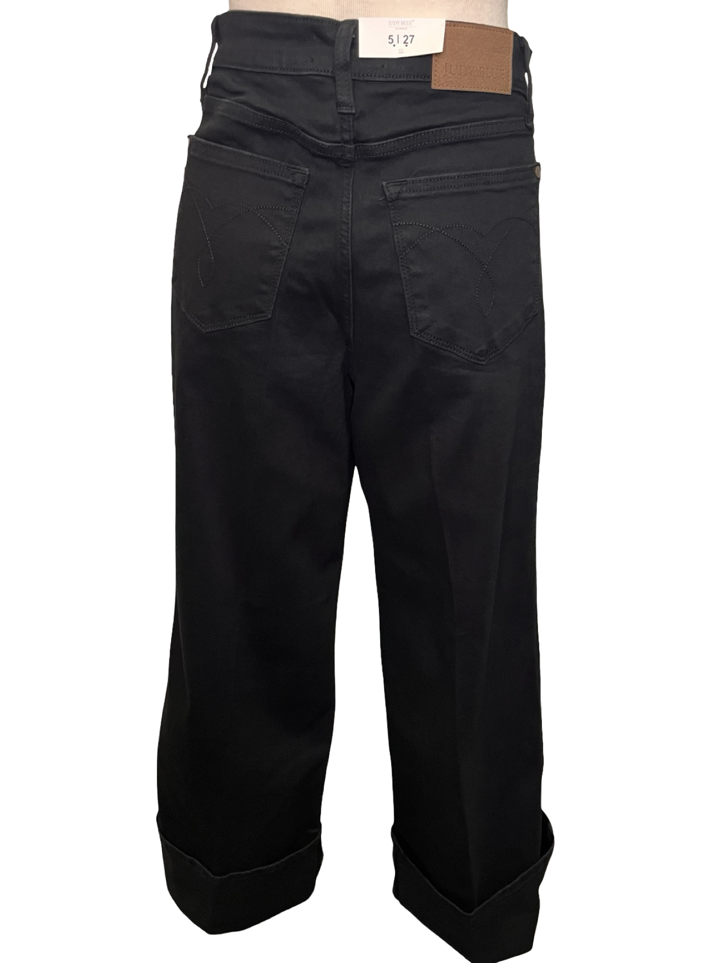 Judy Blue HW Black Retro Wide Leg with Cuff Jean