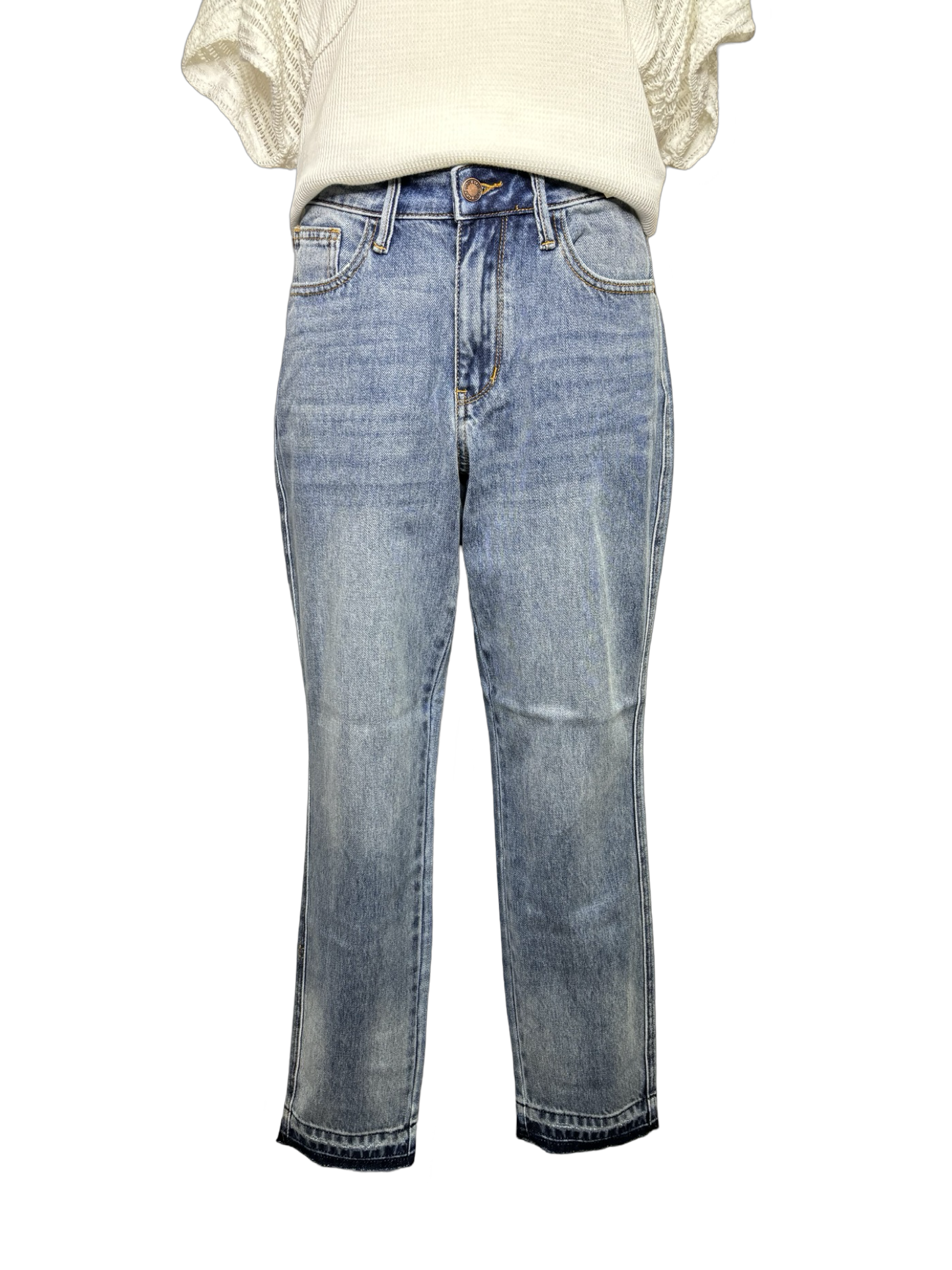Judy Blue Mid Rise Rigid Magic Release Hem Boyfriend Jean