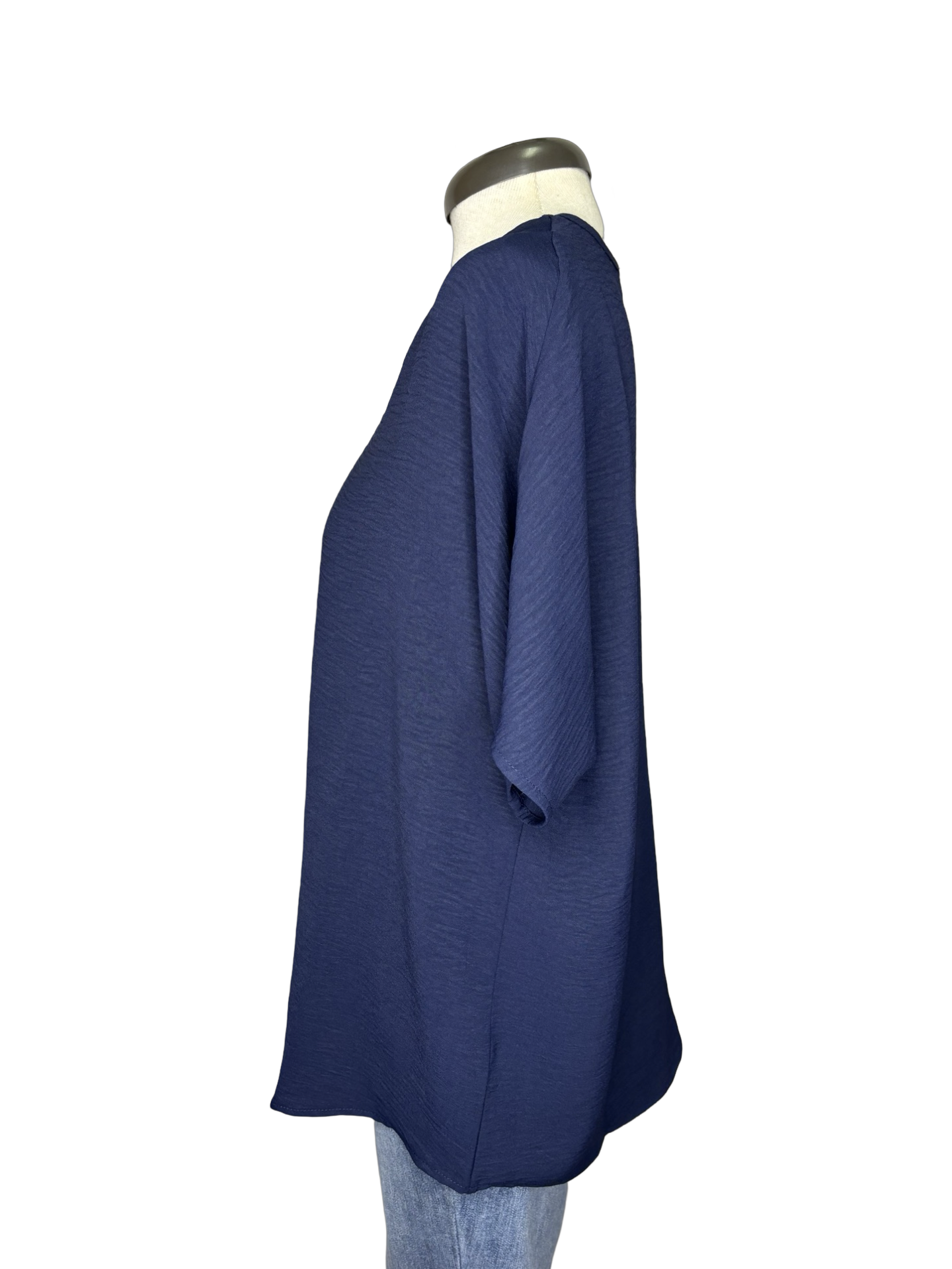 Navy V Neck Top