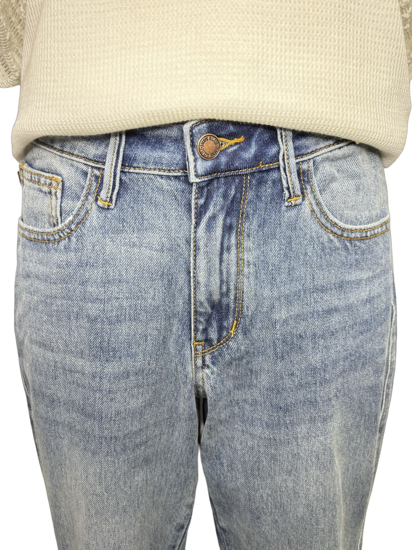 Judy Blue Mid Rise Rigid Magic Release Hem Boyfriend Jean