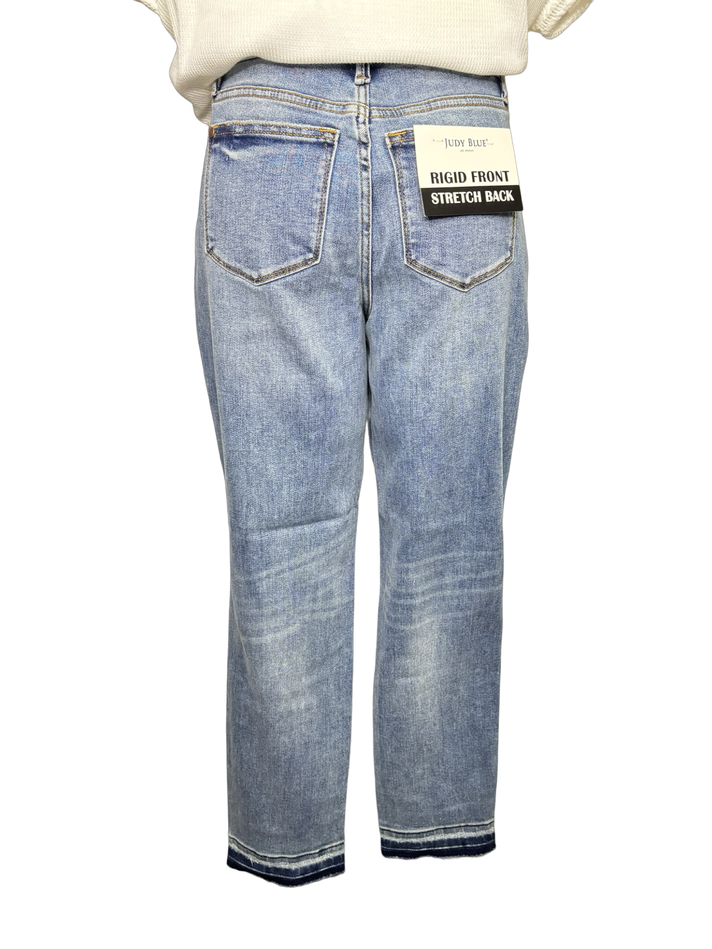 Judy Blue Mid Rise Rigid Magic Release Hem Boyfriend Jean