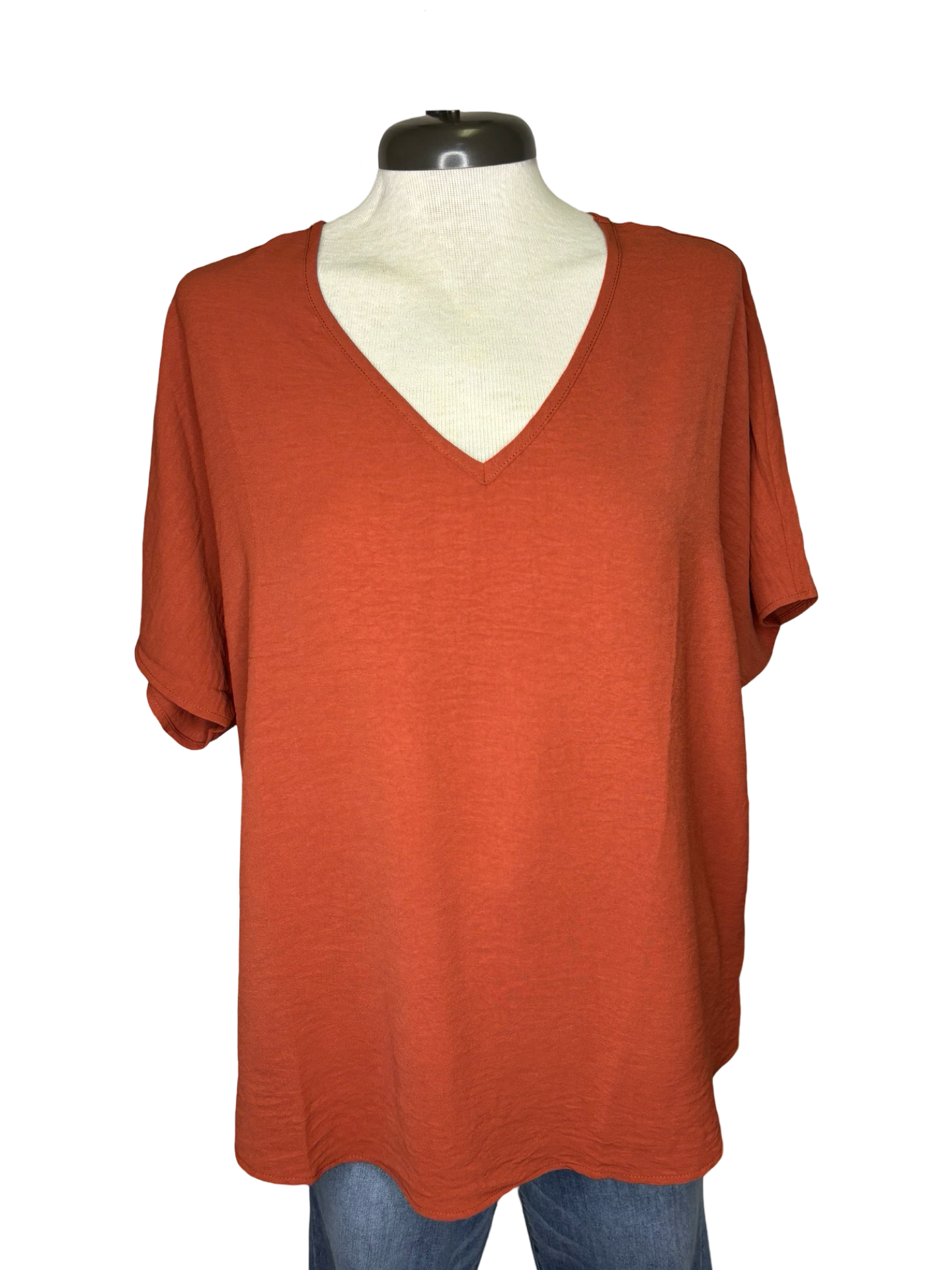 Rust V Neck Top