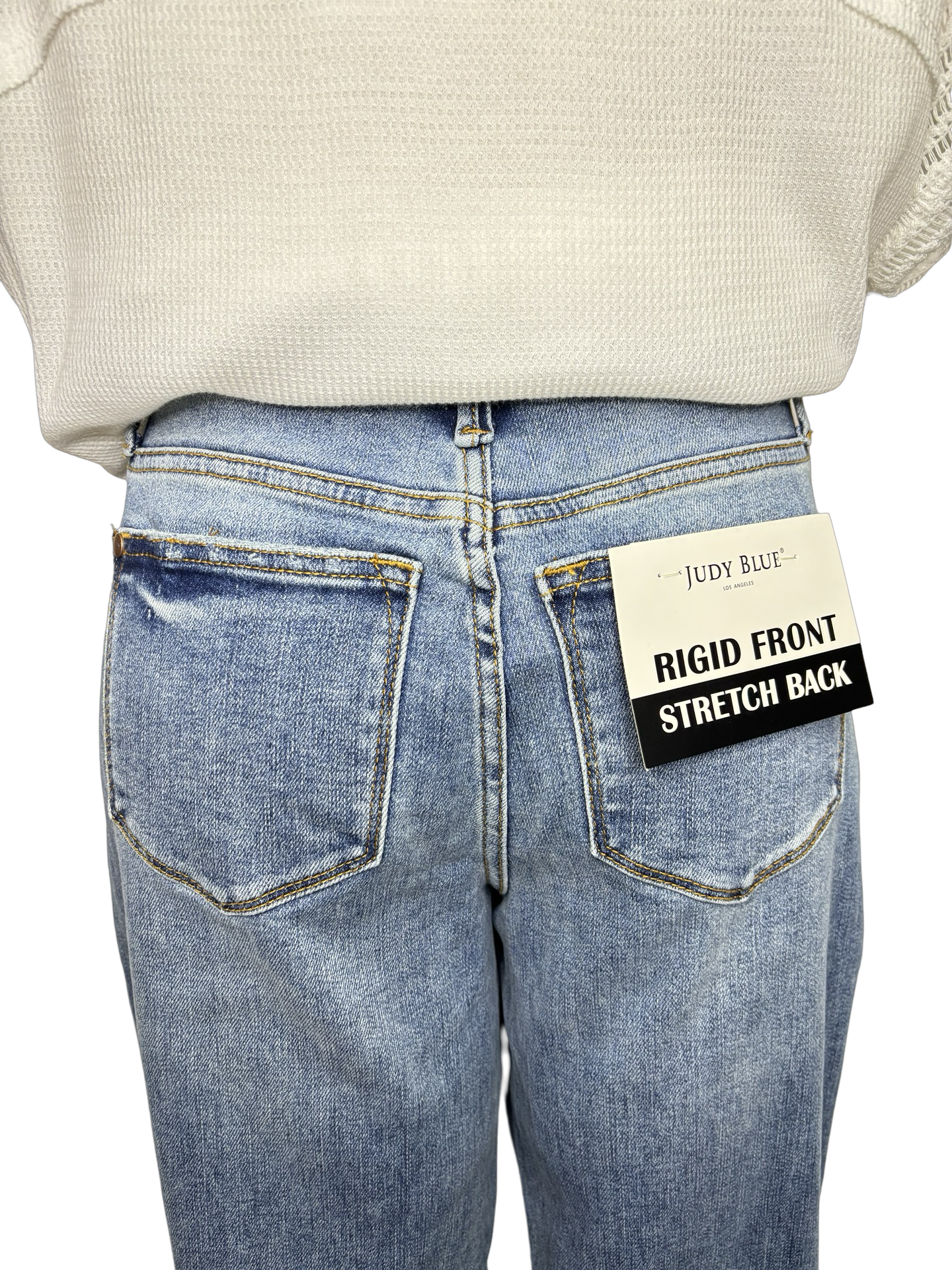 Judy Blue Mid Rise Rigid Magic Release Hem Boyfriend Jean