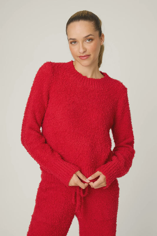 Bundle Up Boucle Red Long Sleeve Top