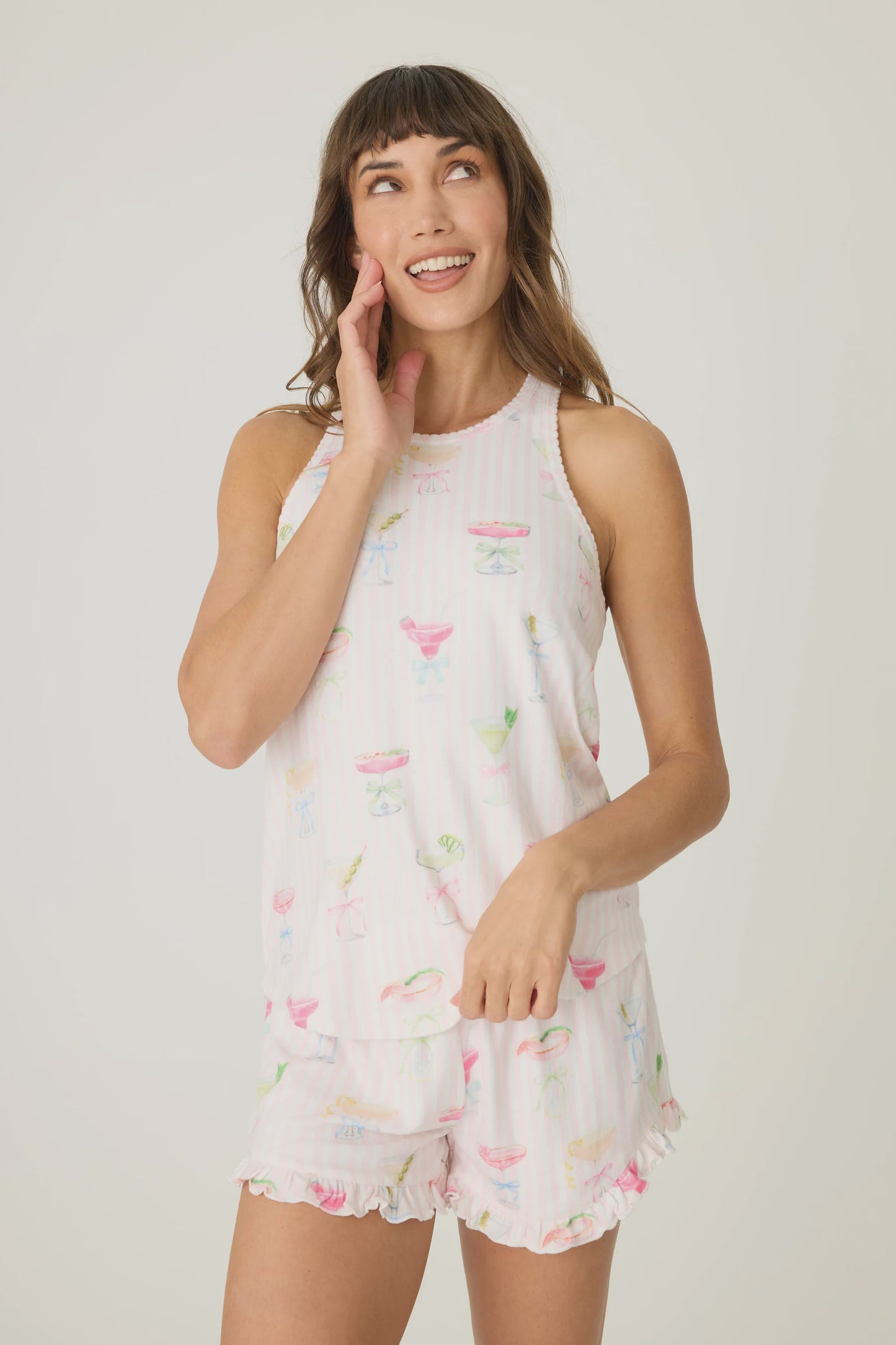 Pretty Punch Cocktail Print Racerback Tank Top