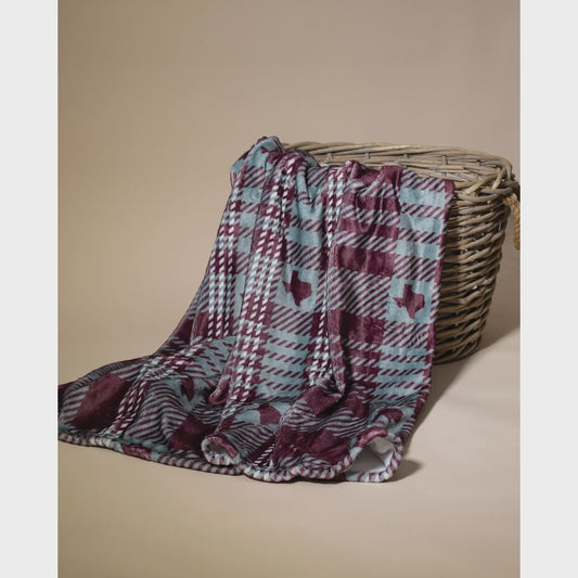 Howdy Plaid Throw Maroon/Grey 50x60