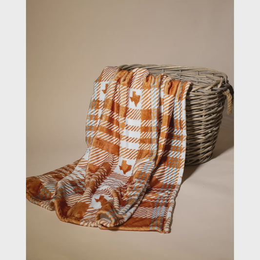 Texas Plaid Throw Burnt Orange/White 50x60