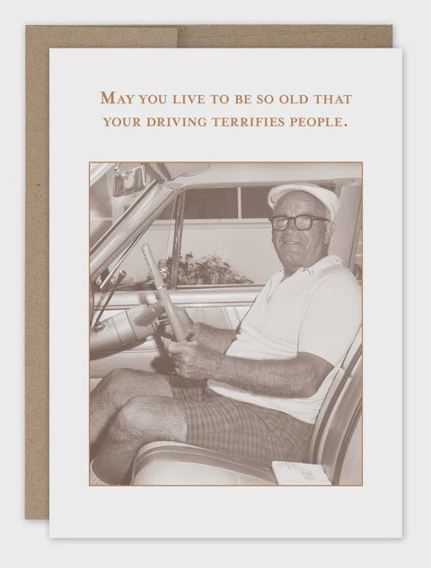 Driving Terrifies Birthday Greeting Card