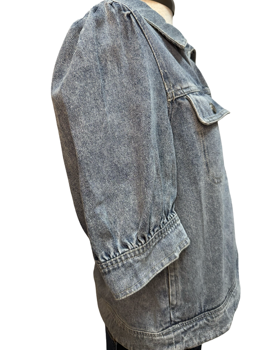 Short Puff Sleeve Denim Jacket