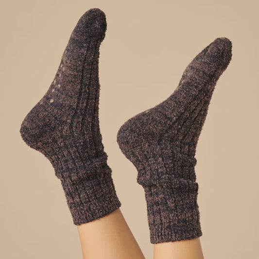 Marshmallow Crew Socks Dark Heather Espresso One Size