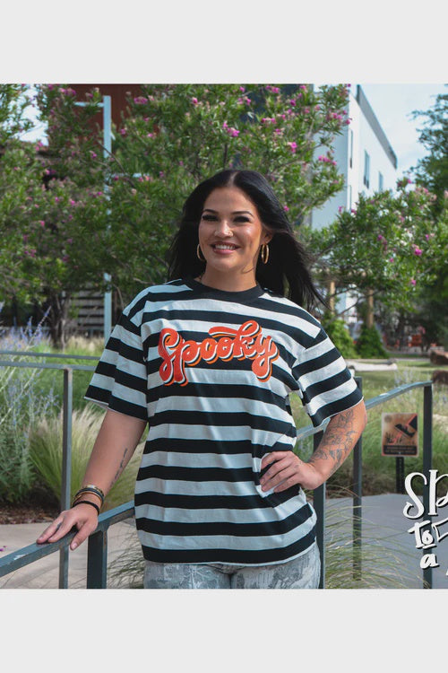 Spooky On Stripes Halloween Tee