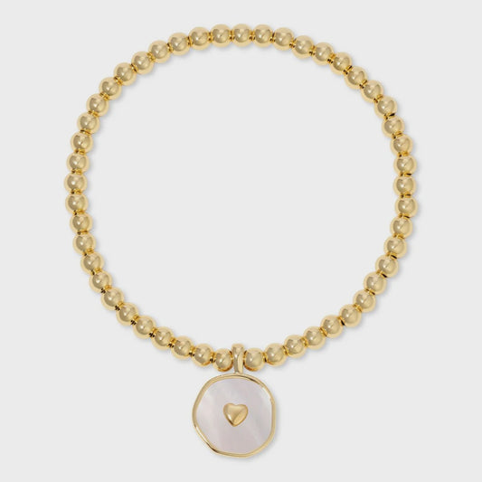 Heart Accented Shell Charm Stretch Bracelet