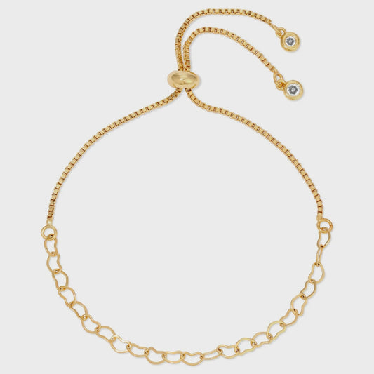 Love Unconditionally Heart Linked Pully Bracelet Gold