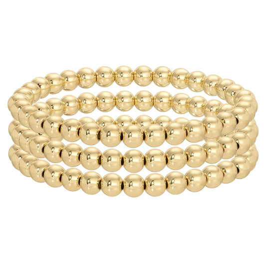 Beaded Stretch Bracelet 6mm Gold