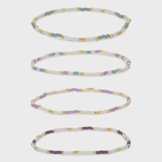 Ultra Delicate Miyuki and Gold Stretch Bracelet Pastels