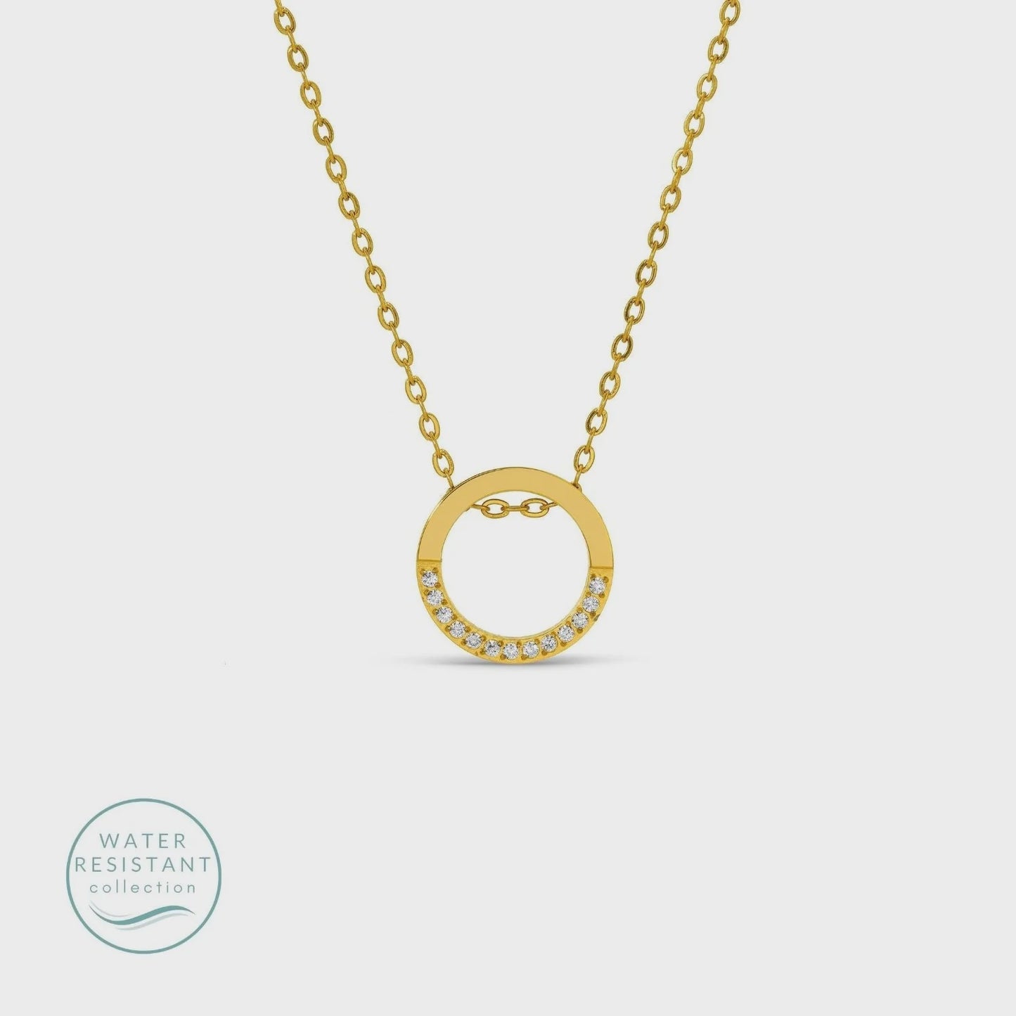 Contemporary Pave Pendant Water Resistant Necklace
