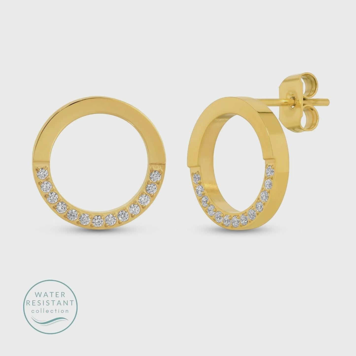 Contemporary Pave Studs Water Resistant Earrings