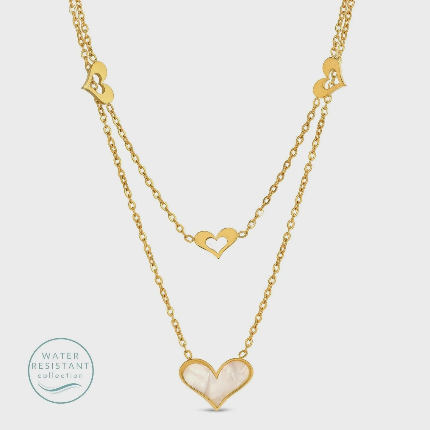 Double Layer Heart Water Resistant Necklace