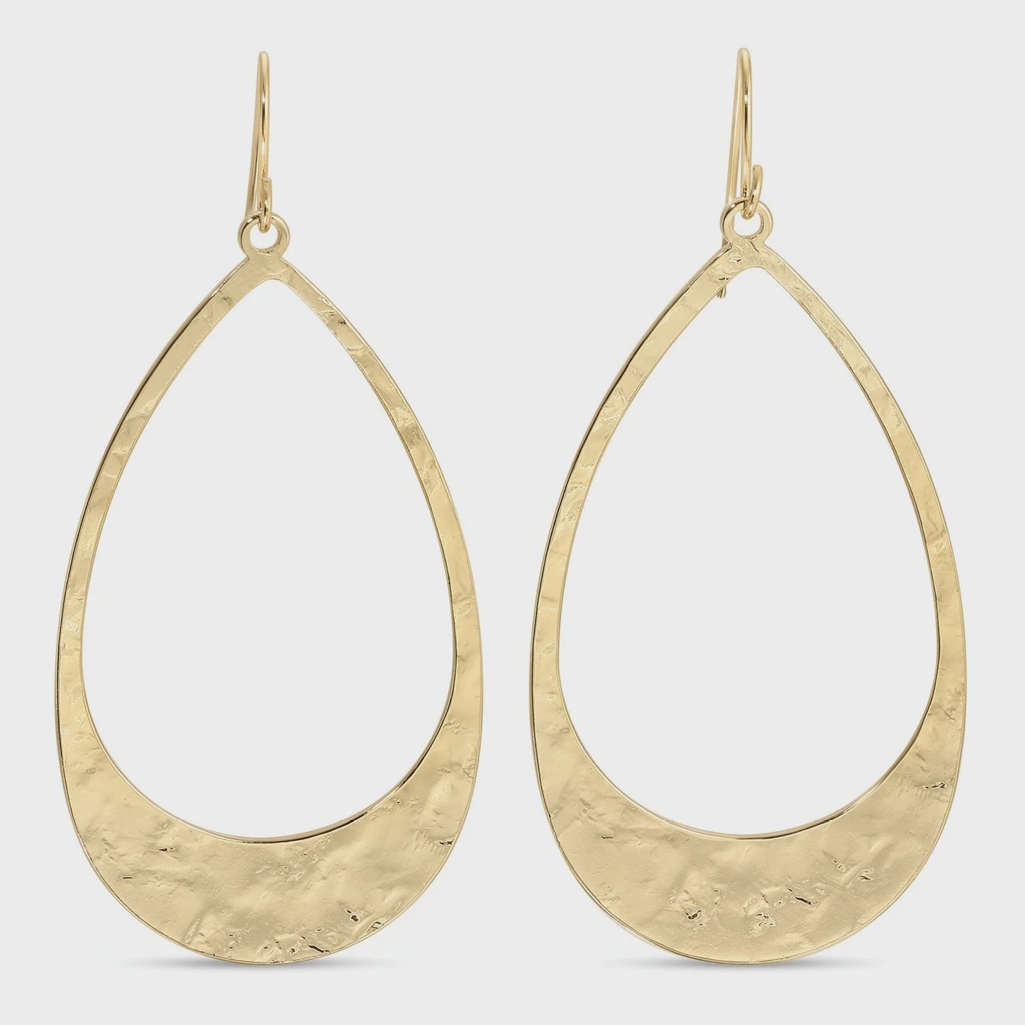 Long Gilded Contemporary Teardrop Earrings Gold