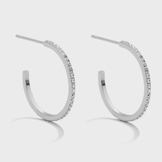 Pave Hoops Silver