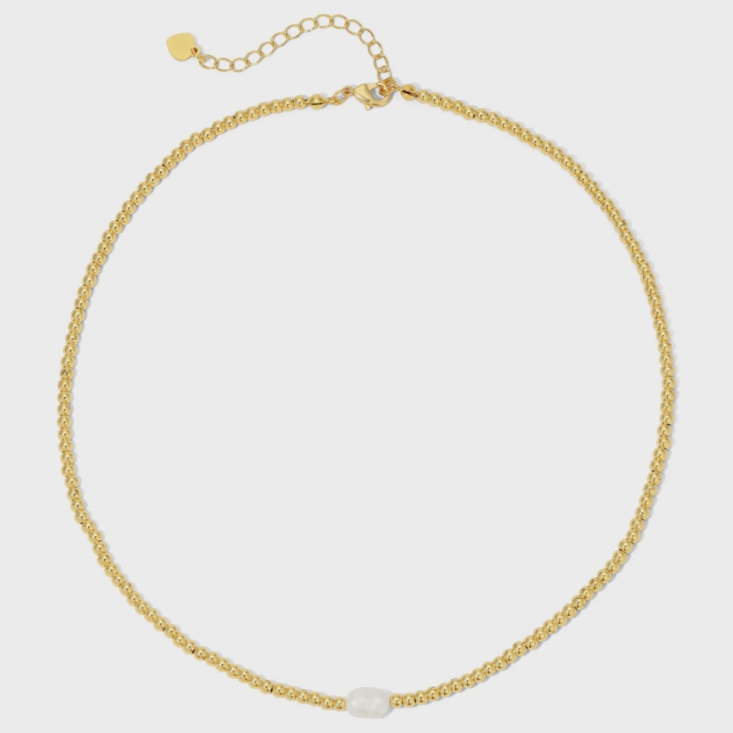 Gold Beaded Necklace with Pearl 3mm