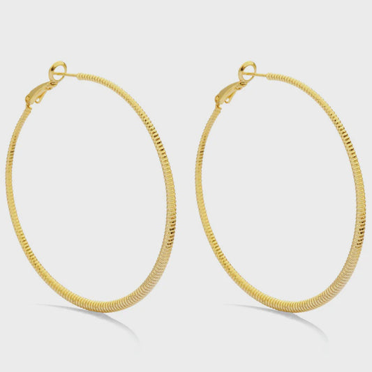 Large Shimmer Latch Back Hoops Gold