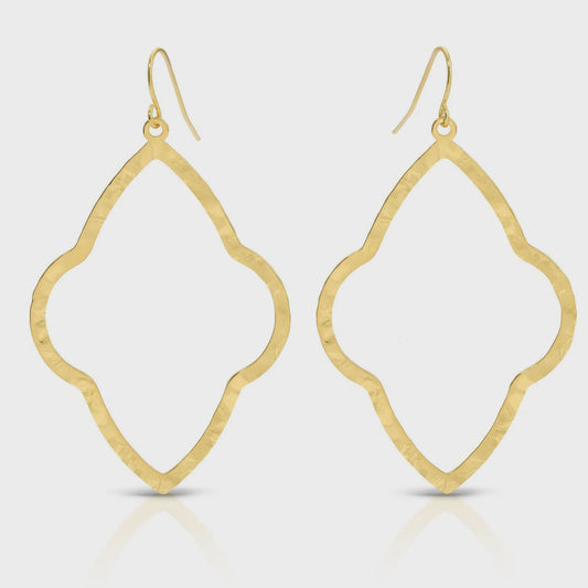 Large Textured Medallion Earrings Gold