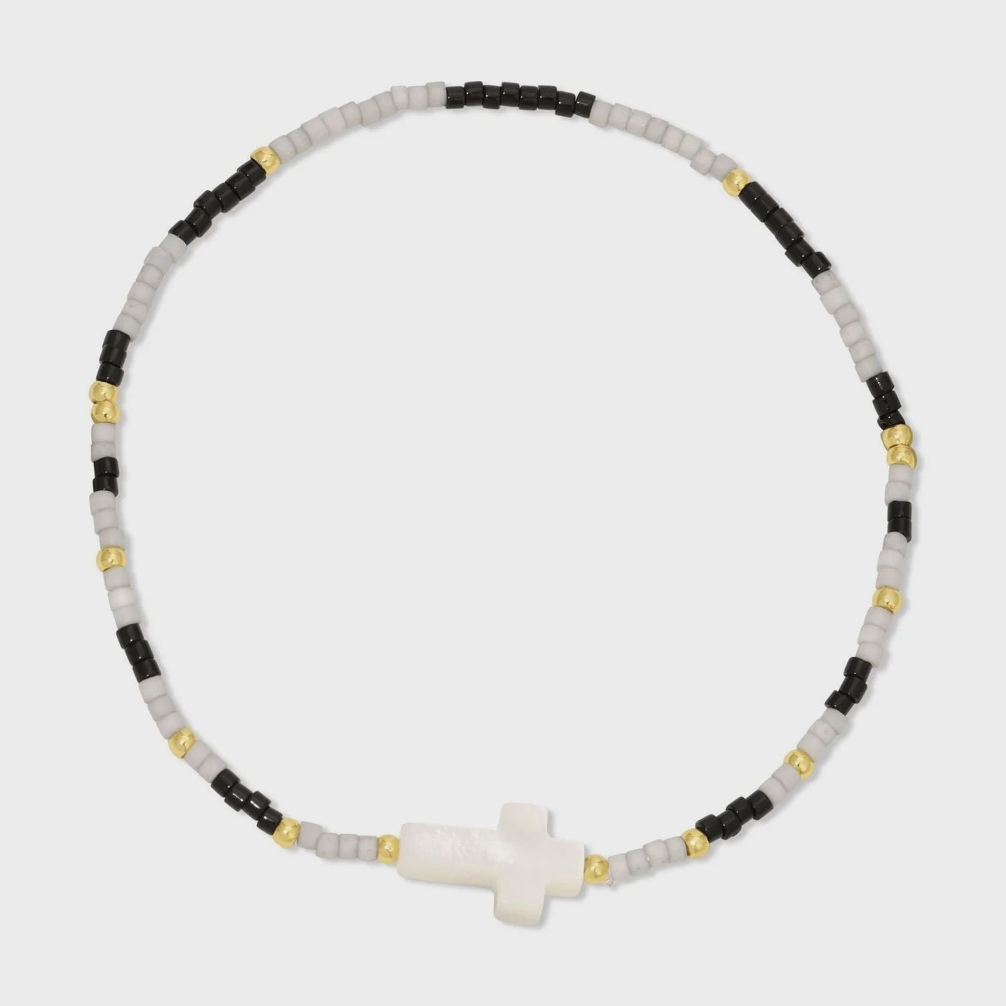 Miyuki Delica with Shell Cross Accent Stretch Bracelet