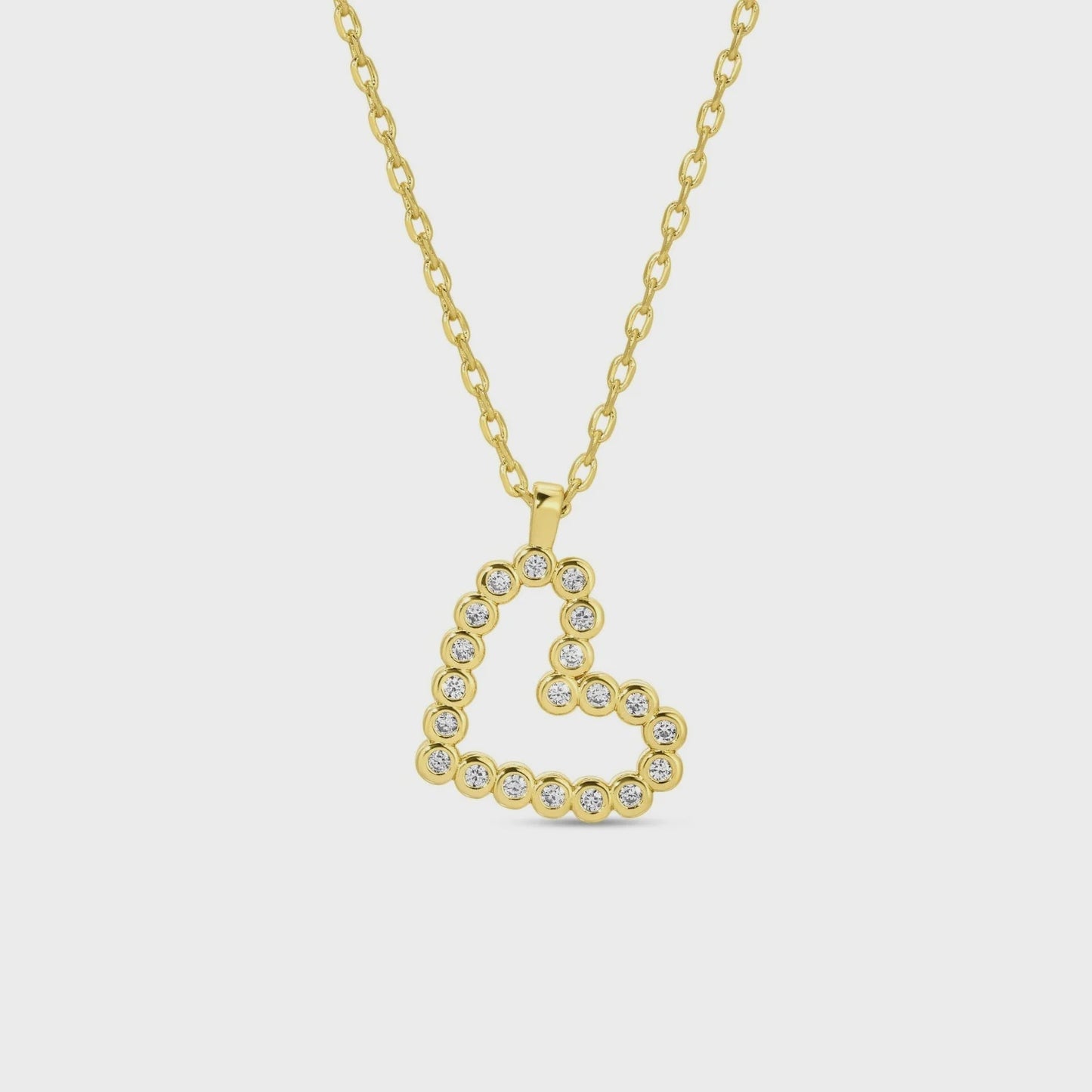 Delicate CZ Heart Pendant Necklace Gold