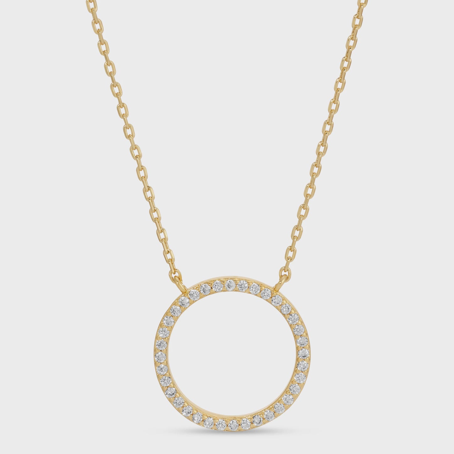 Open Pave Circle Pendant Necklace Gold