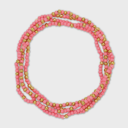 Seed Bead Stretch Bracelet 2mm Rose/Gold