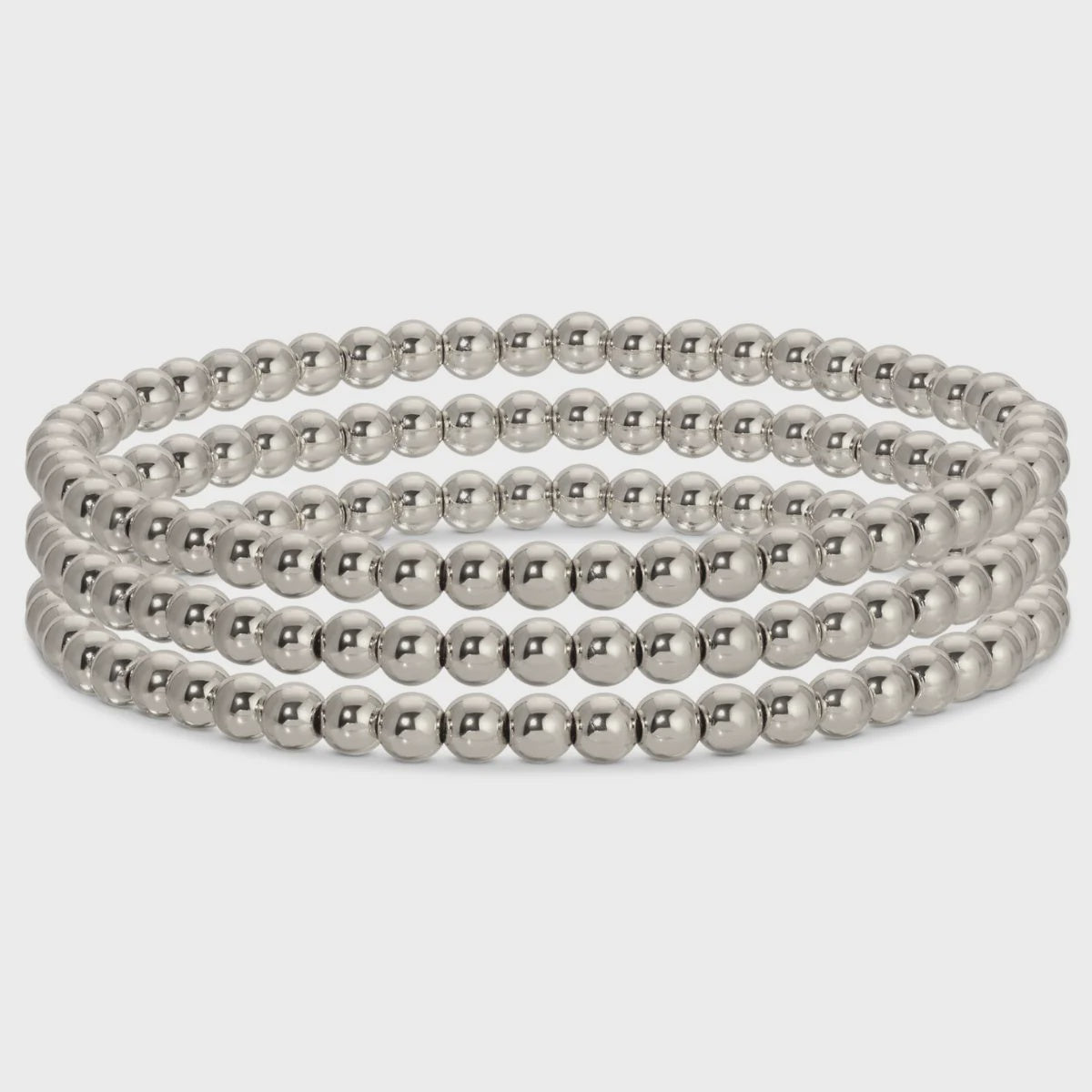 Beaded Stretch Bracelet 4mm Silver
