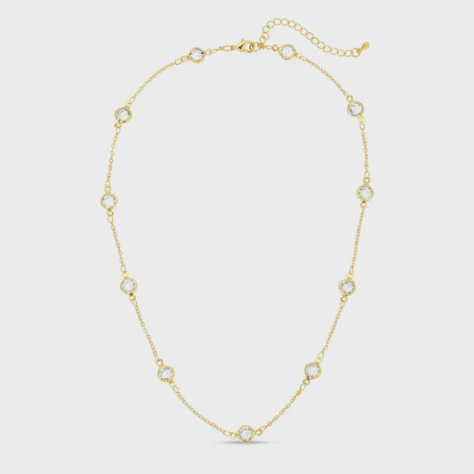 Framed Crystal Accented Collar Necklace