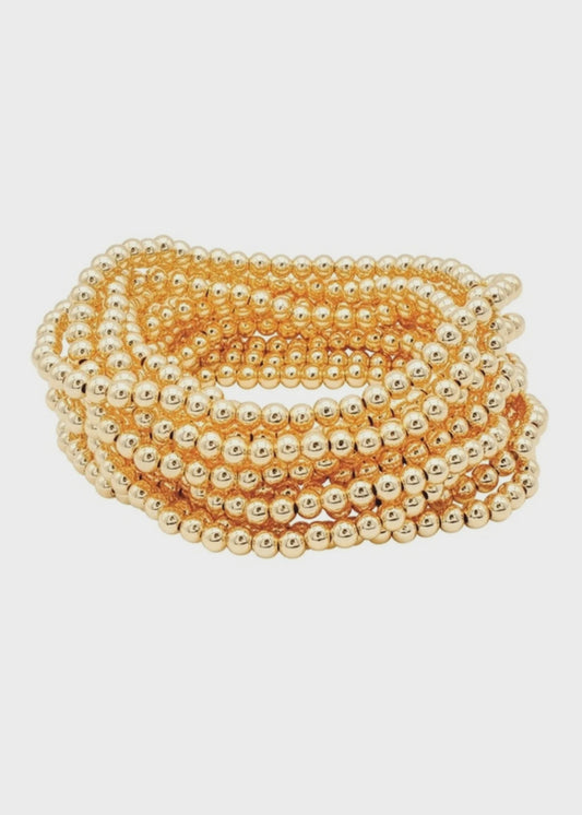 Beaded Stretch Bracelet 4mm Gold