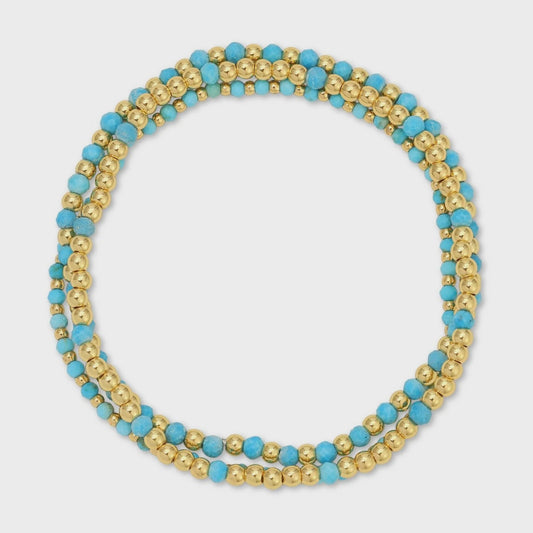Turquoise and Gold Beaded Bracelets