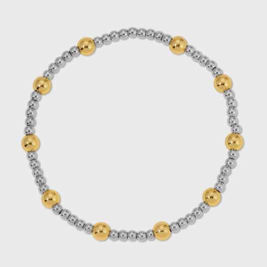 Beaded Stretch Bracelet 3mm/5mm Silver/Gold